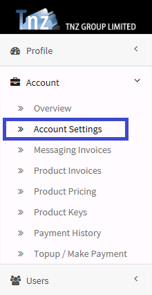 Dashboard - Account Settings