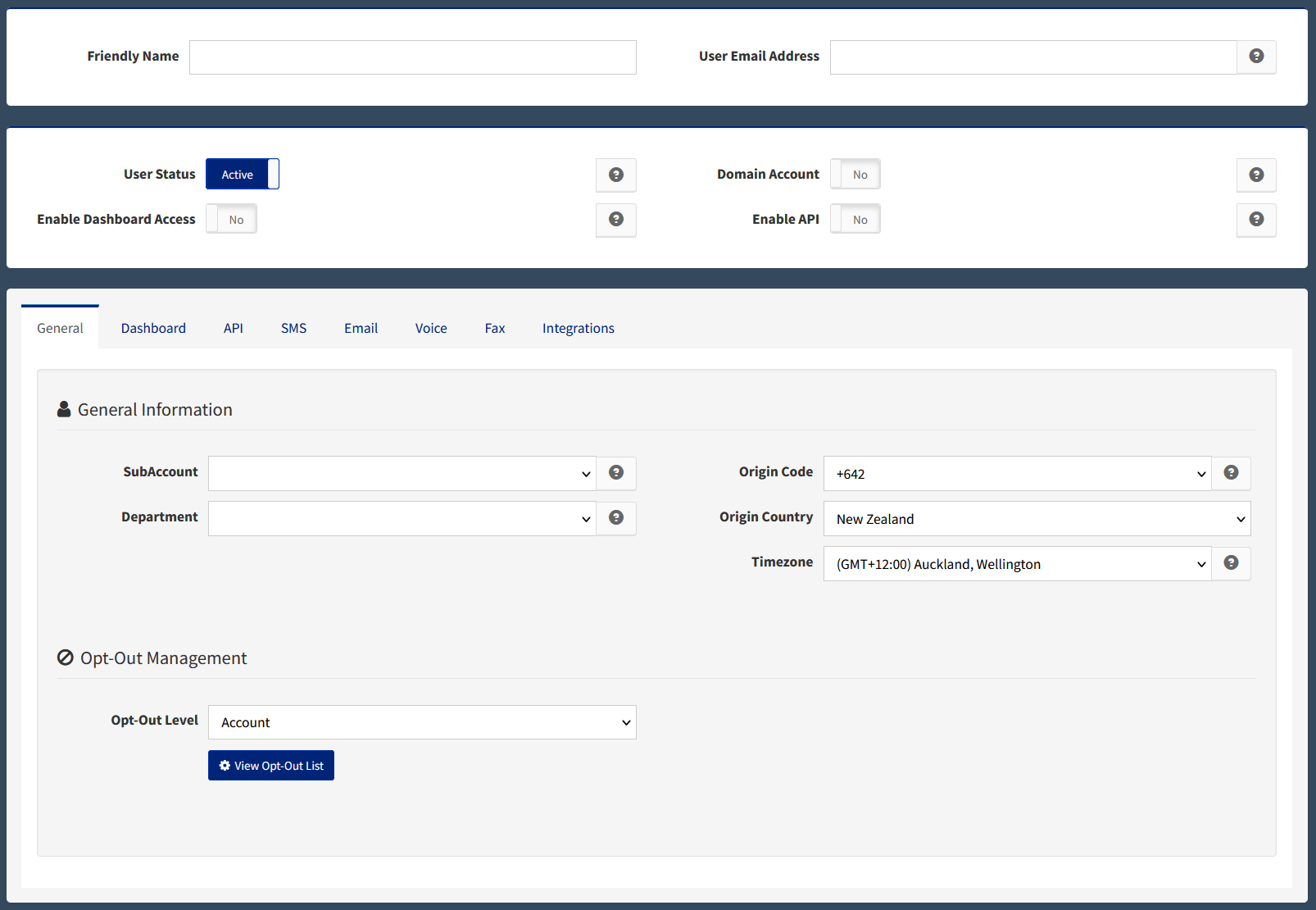 Dashboard - Add A TNZ User