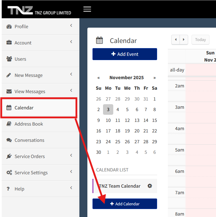 Dashboard - Add Calendar