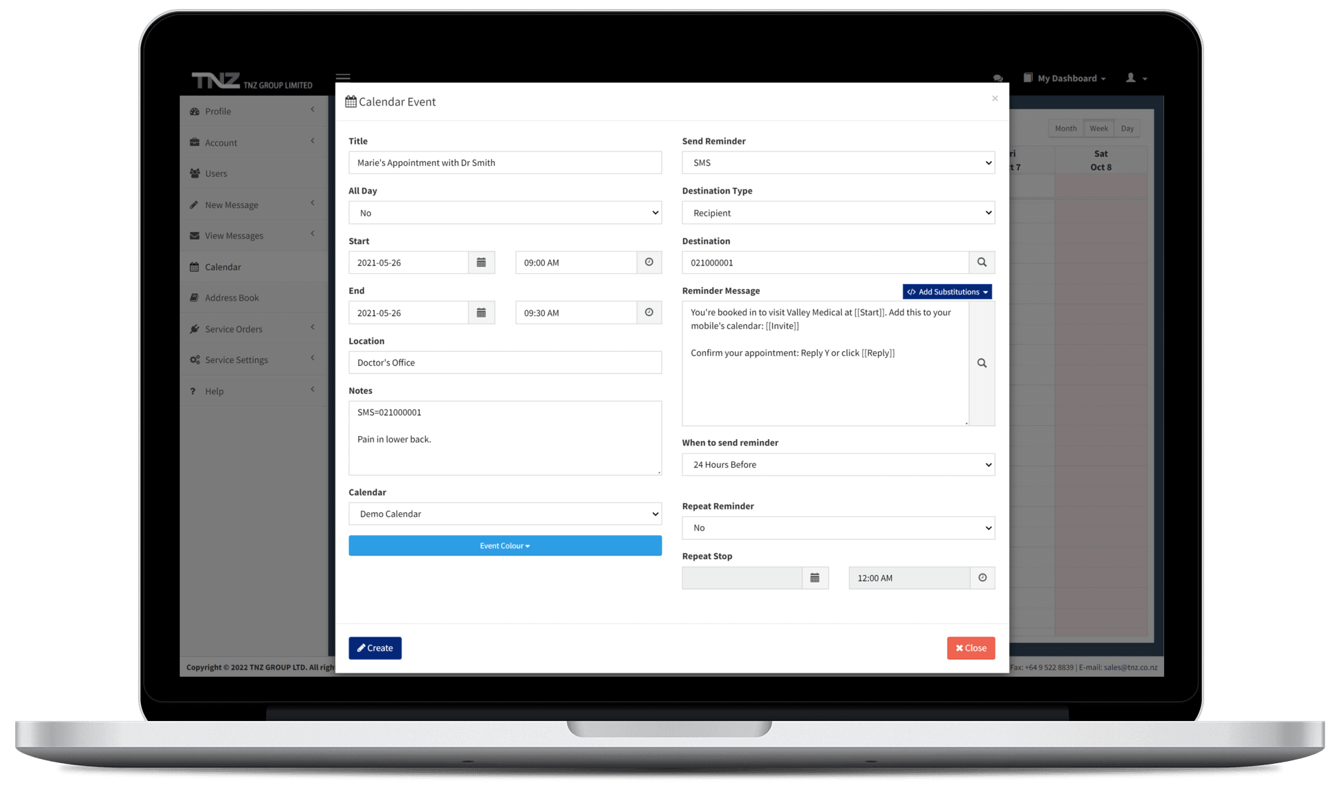Dashboard - Calendar - New Calendar Event [Macbook]