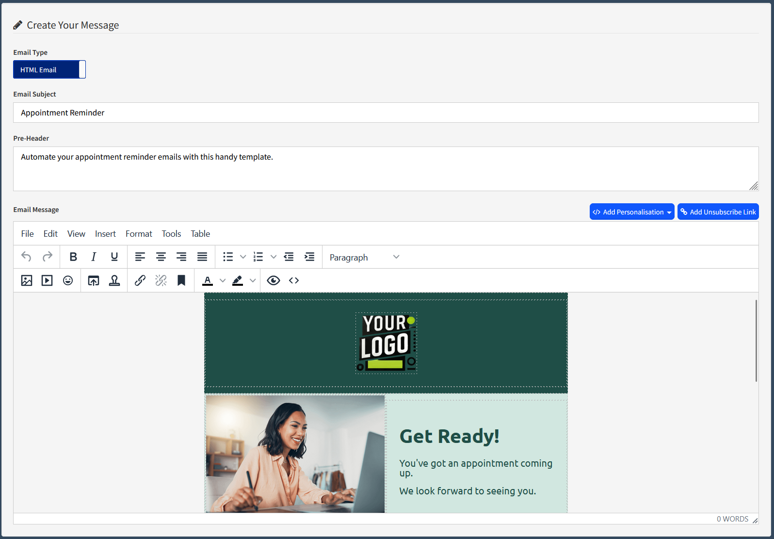 Dashboard - Email Template - Appointment Reminder