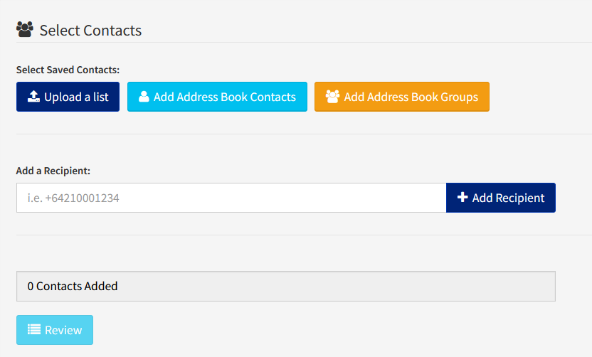 Dashboard - Select Contacts