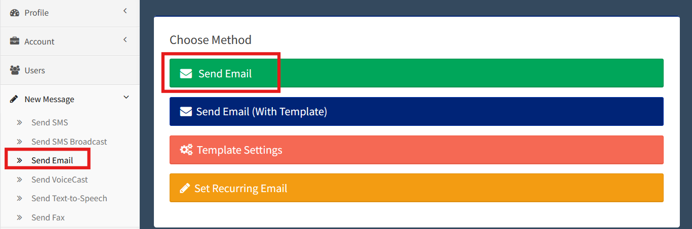 Dashboard - Send Email
