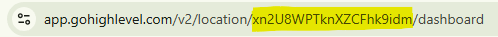 GHL - SubAccount ID in URL Bar