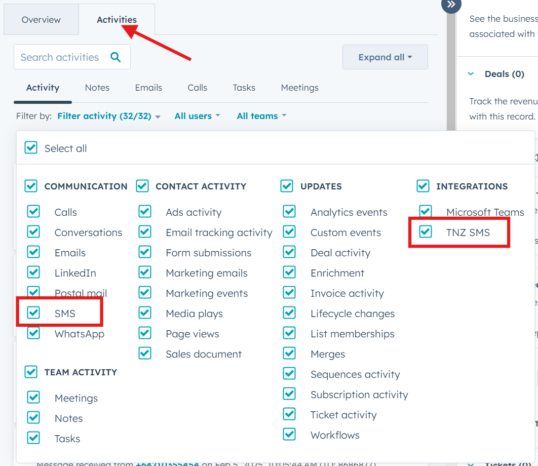 HubSpot - Activity Filter