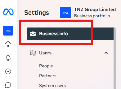 Meta - Business Info