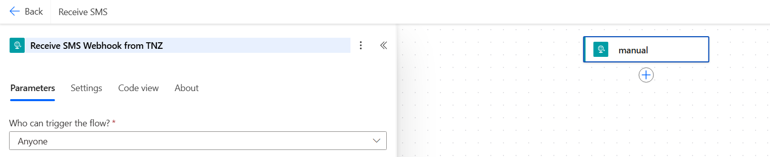 Microsoft Power Automate - New Flow - Receive SMS Rename