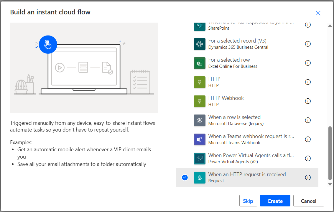 Microsoft Power Automate - New Flow - Receive SMS